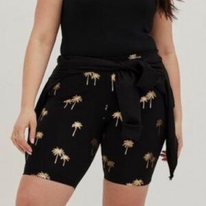 Torrid Gold Palm Tree Foil Bike Short 4X
